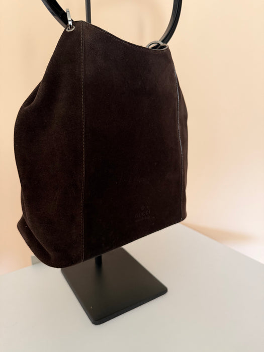 Gucci Brown Suede Hoop