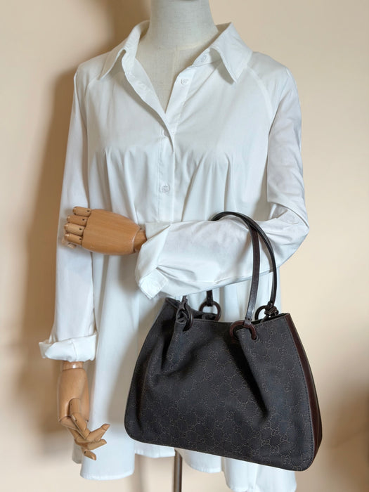 Gucci GG O Ring Chocolate Brown Tote