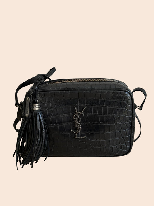 YSL Lou Croc Embossed Camera Crossbody