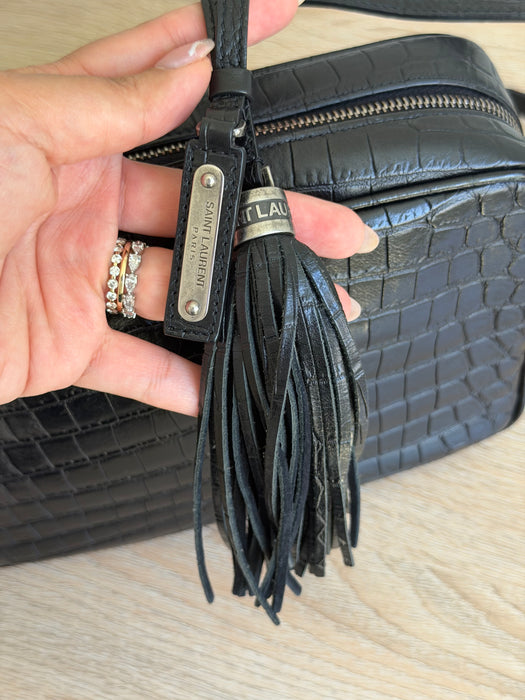 YSL Lou Croc Embossed Camera Crossbody