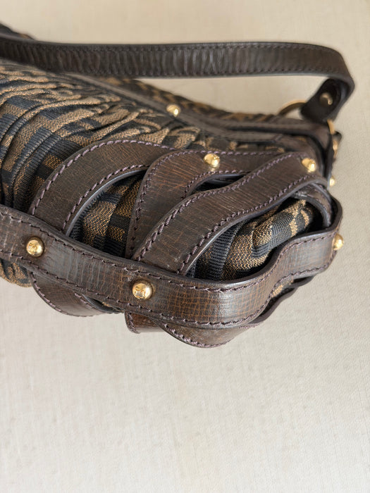 Fendi Zucca Chef Pleated Shoulder Bag