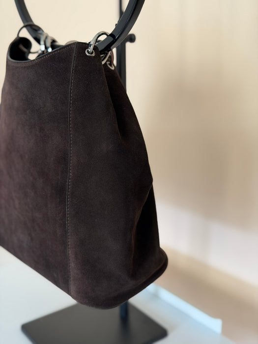 Gucci Brown Suede Hoop