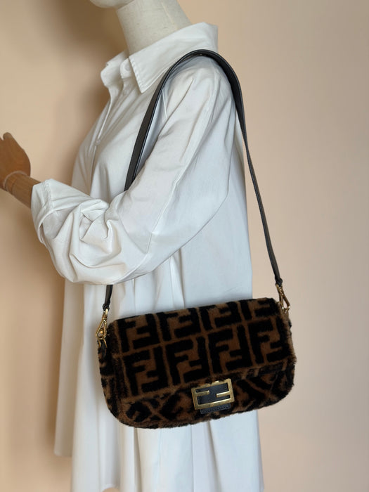 Fendi Shearling Zucca Baguette