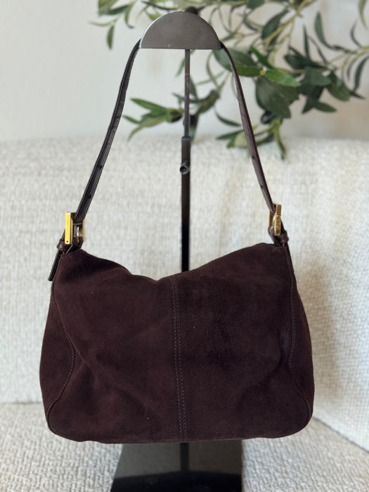 Fendi Suede Fold Over Baguette GHW
