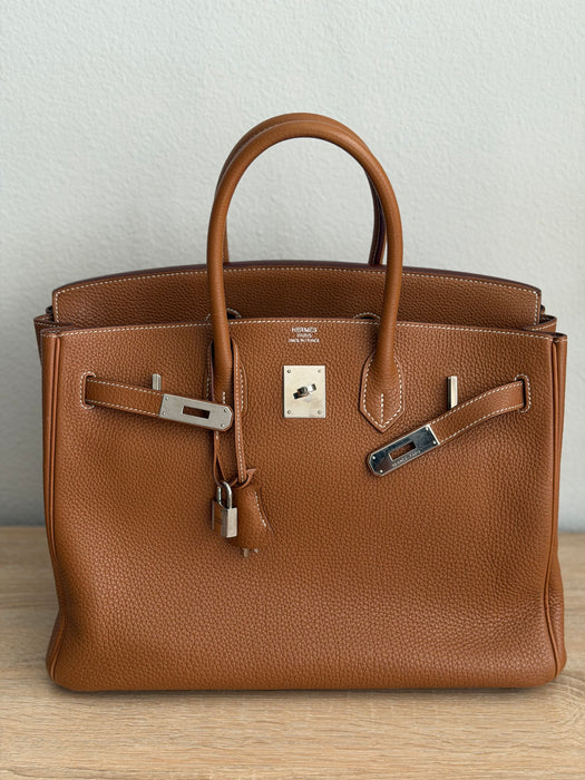 Birkin 35 in Togo gold with palladium hardware