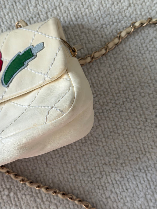 Chanel Wild Stitch Lambskin Flap with Rose Applique