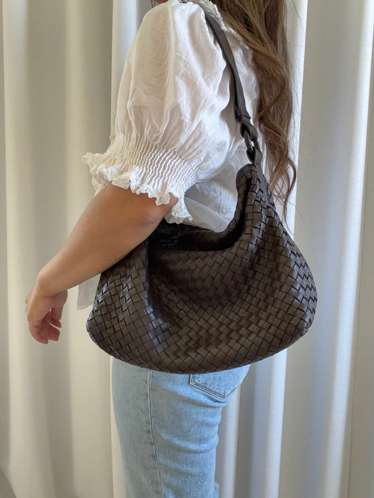 Bottega Veneta Intrecciato Hobo - Chocolate Brown