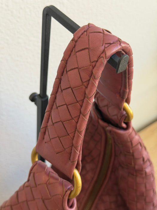 Bottega Bordeaux Intrecciato Hobo
