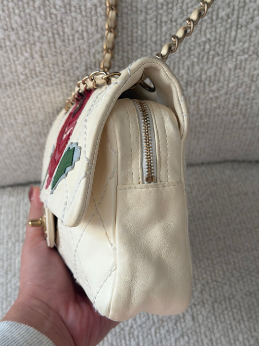 Chanel Wild Stitch Lambskin Flap with Rose Applique