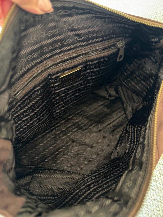 Prada Tessuto Chocolate Bar Chain Bag