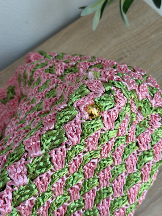 Prada Raffia Pink/Green Tote