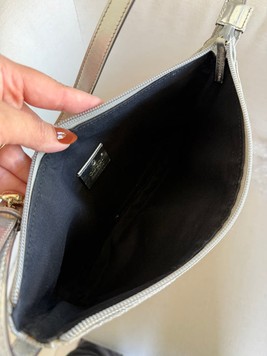 Gucci GG Metallic Silver Boat Pochette
