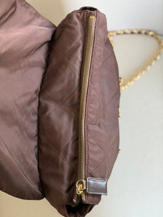Prada Tessuto Chocolate Bar Chain Bag