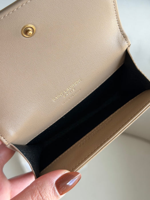 YSL card wallet in beige