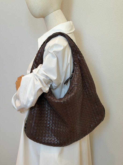Bottega Chocolate Brown Intrecciato Hobo