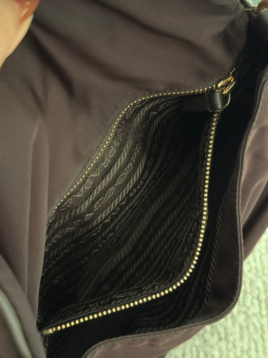 Prada Tesutto Cuero Pano Brown GHW Shoulder