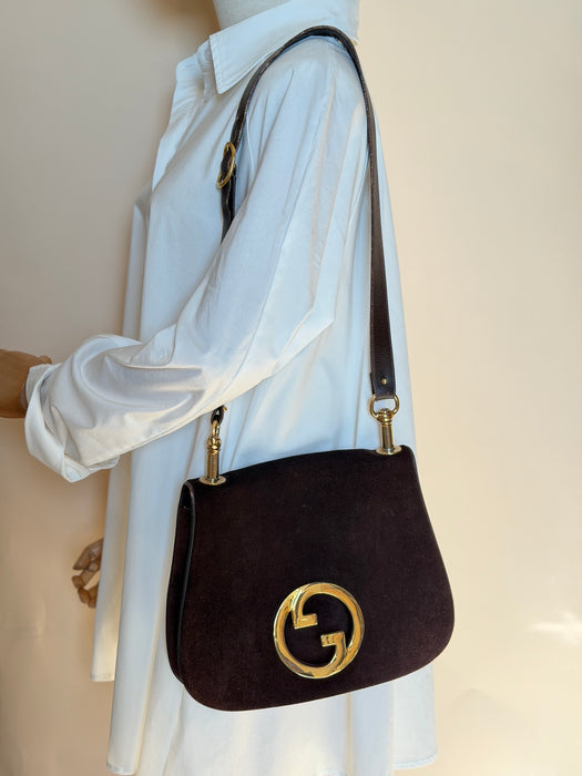 Gucci Blondie Brown Suede Crossbody