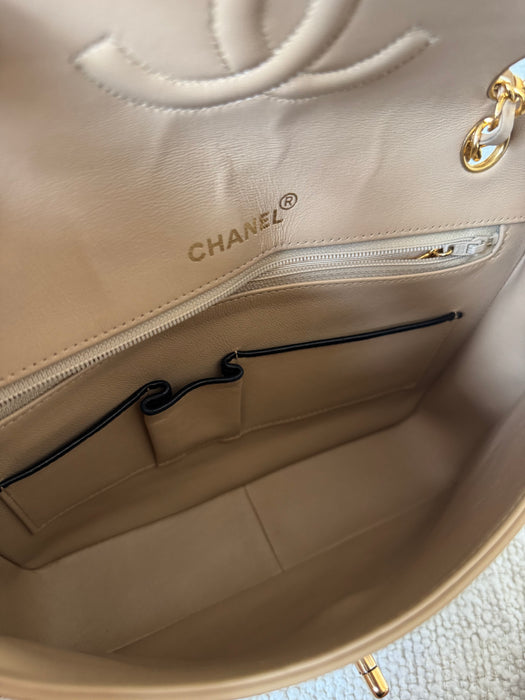 Chanel Square Beige Tier Quilted Flap