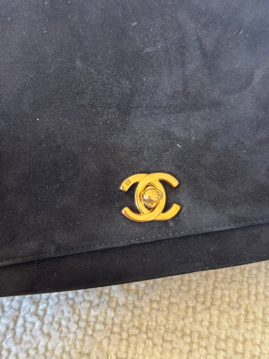 Chanel Suede CC Shoulder Bag