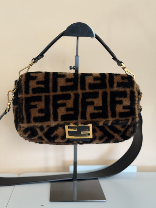 Fendi Shearling Zucca Baguette