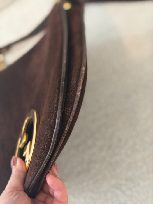 Gucci Blondie Brown Suede Crossbody