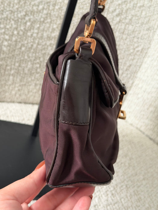 Prada Tesutto Cuero Pano Brown GHW Shoulder