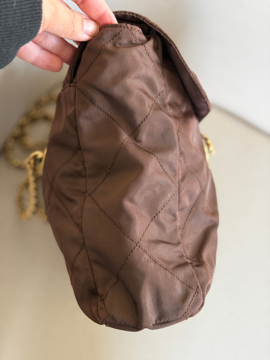 Prada Tessuto Chocolate Bar Chain Bag