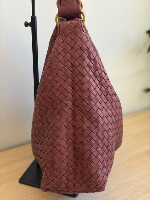 Bottega Bordeaux Intrecciato Hobo