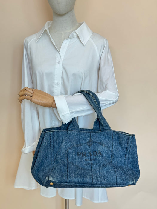 Prada Canapa Denim Tote