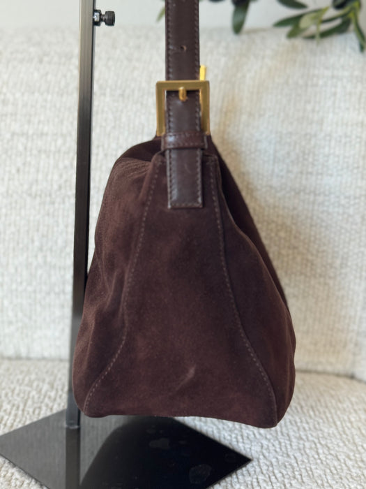Fendi Suede Fold Over Baguette GHW