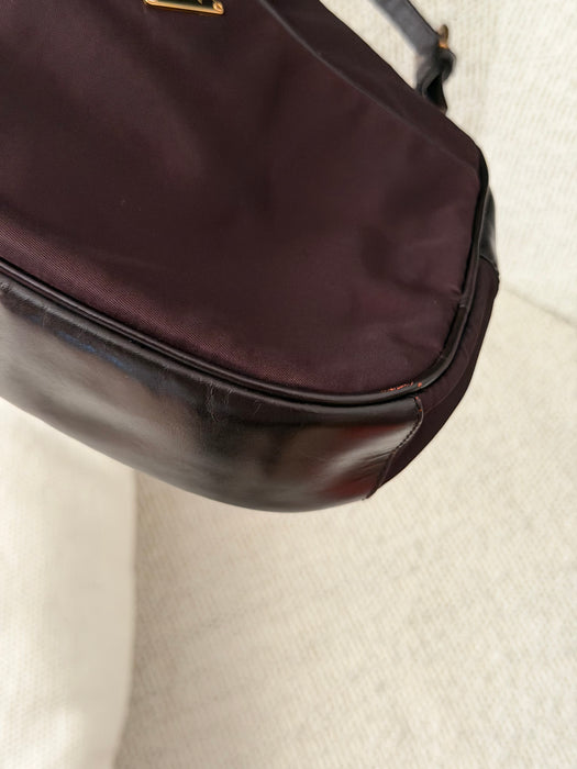 Prada Tesutto Cuero Pano Brown GHW Shoulder