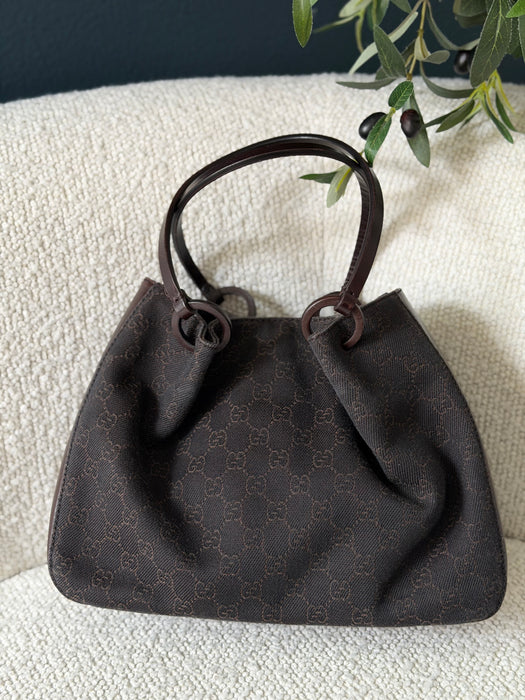 Gucci GG O Ring Chocolate Brown Tote