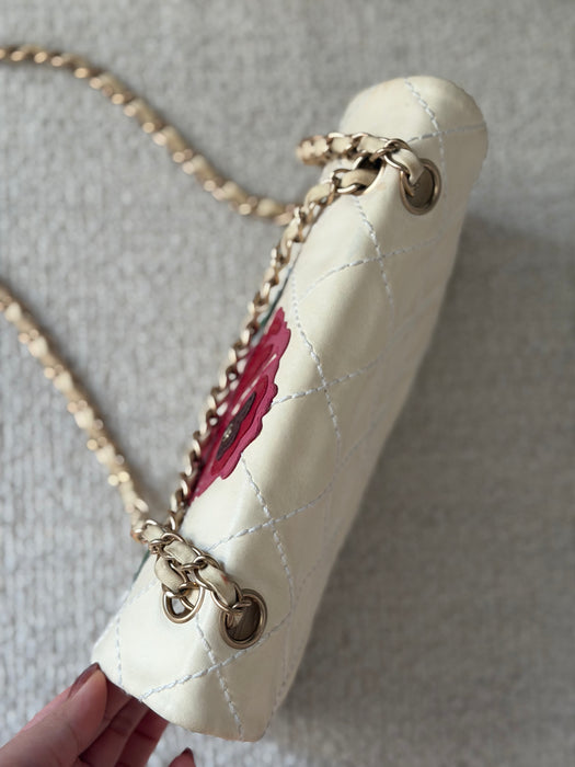 Chanel Wild Stitch Lambskin Flap with Rose Applique