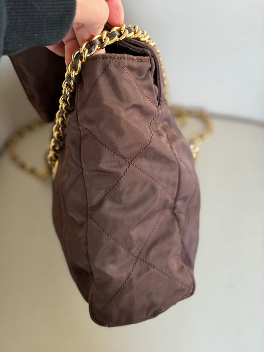 Prada Tessuto Chocolate Bar Chain Bag