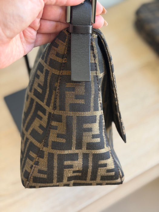 Fendi Zucca Baguette Rare Gunmetal hardware