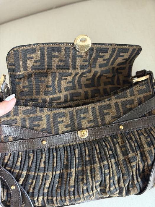 Fendi Zucca Chef Pleated Shoulder Bag