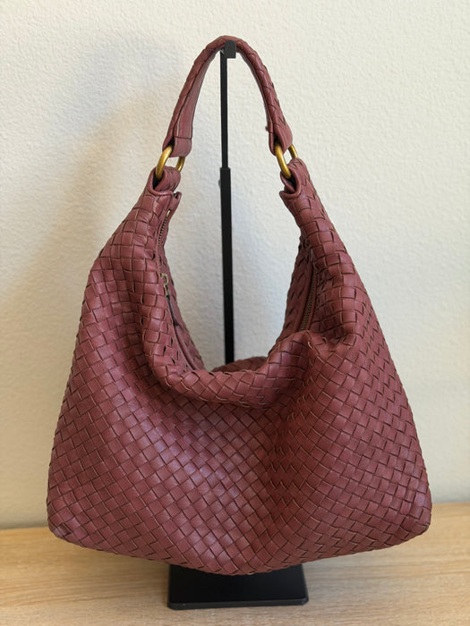 Bottega Bordeaux Intrecciato Hobo