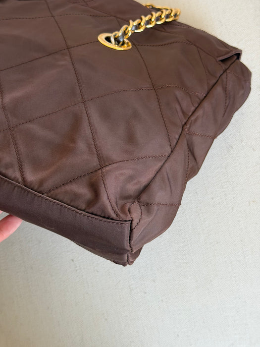 Prada Tessuto Chocolate Bar Chain Bag