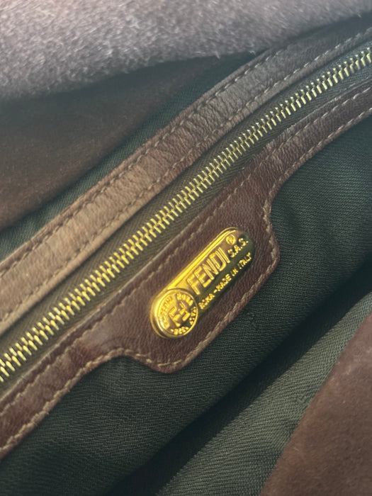 Fendi Suede Fold Over Baguette GHW
