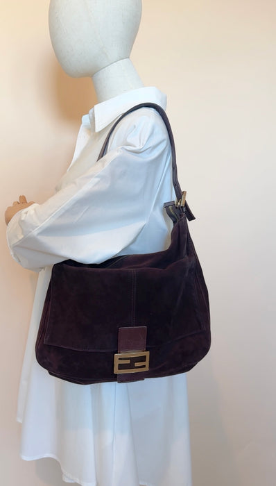Fendi Suede Maxi Baguette