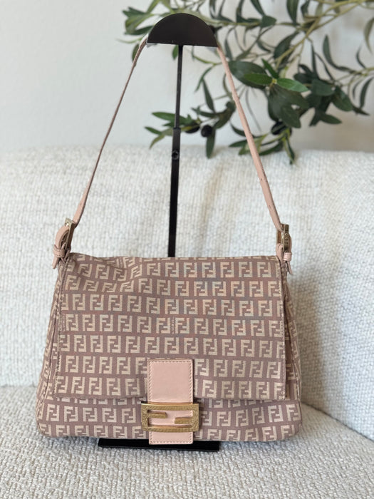 Fendi Zuchinno Pink Beige Mama Baguette