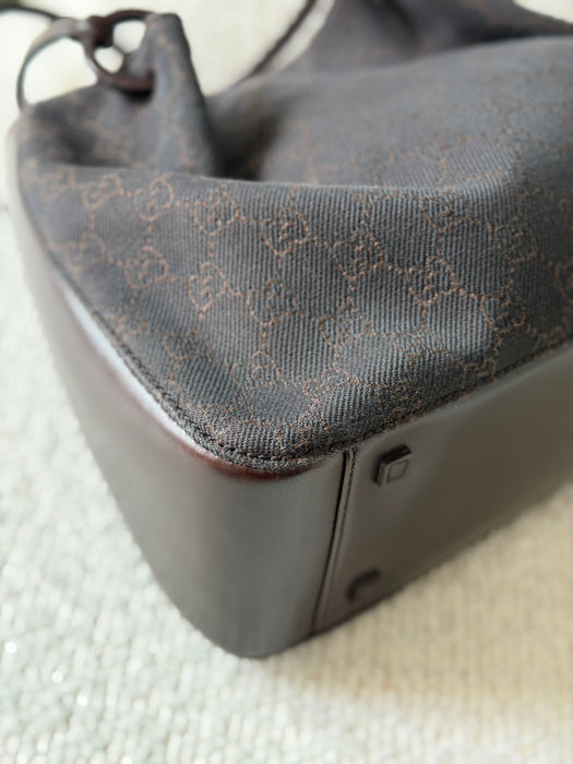 Gucci GG O Ring Chocolate Brown Tote