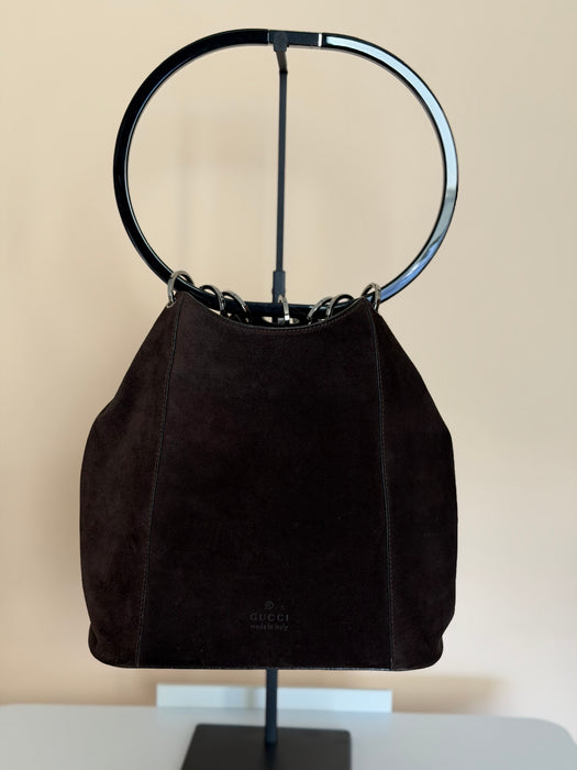 Gucci Brown Suede Hoop