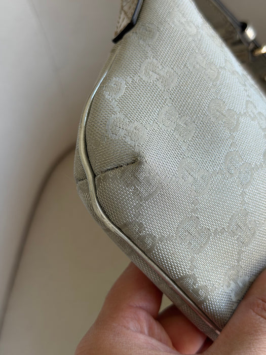 Gucci GG Metallic Silver Boat Pochette