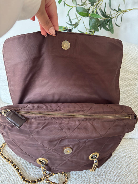 Prada Tessuto Chocolate Bar Chain Bag