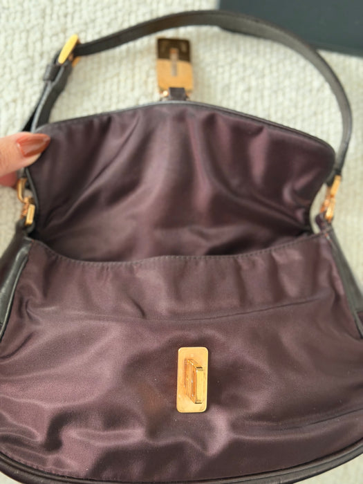 Prada Tesutto Cuero Pano Brown GHW Shoulder