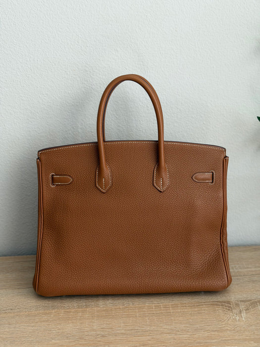 Birkin 35 in Togo gold with palladium hardware