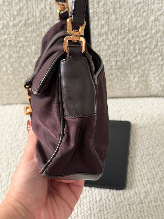 Prada Tesutto Cuero Pano Brown GHW Shoulder