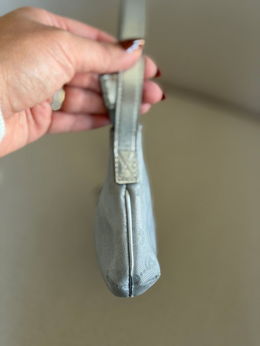 Gucci GG Metallic Silver Boat Pochette