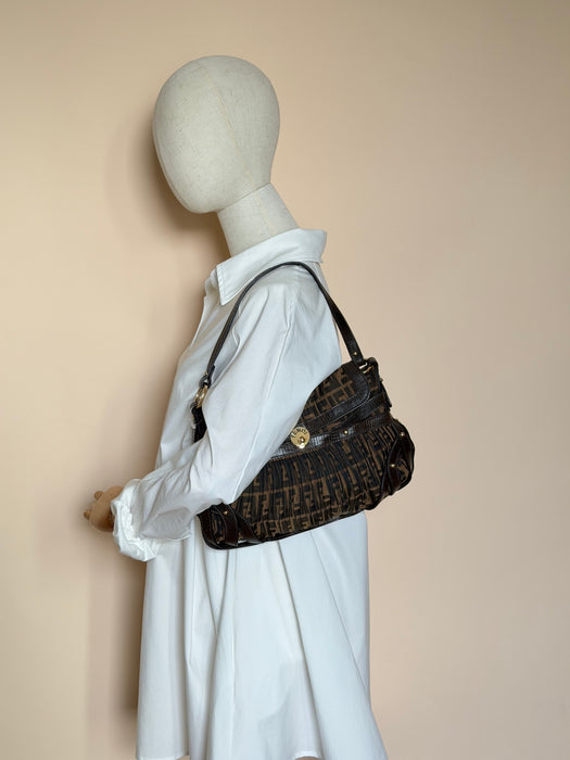 Fendi Zucca Chef Pleated Shoulder Bag